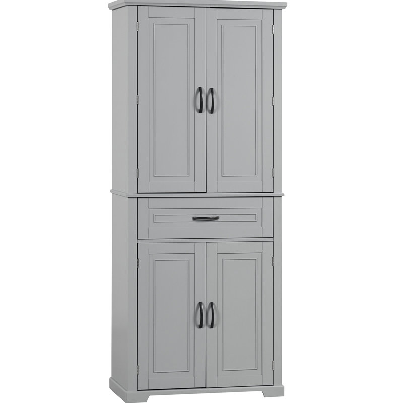 Armoire haute grise pour salle de bain avec options de rangement fonctionnelles, Gris