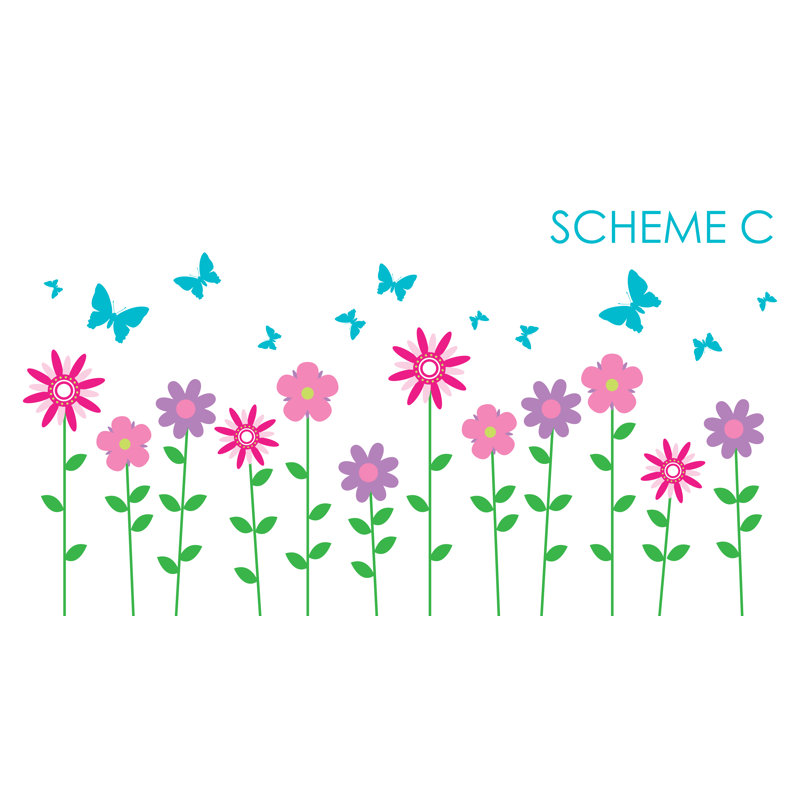 Décalcomanie murale fleur et papillon, Schéma C
