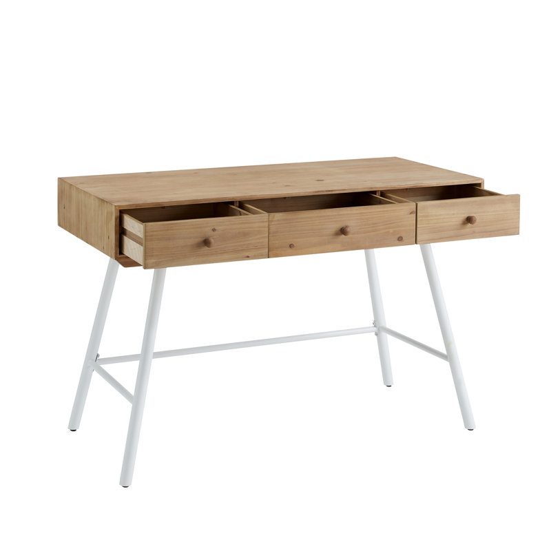 Guercio Wood and Metal Writing Desk, White
