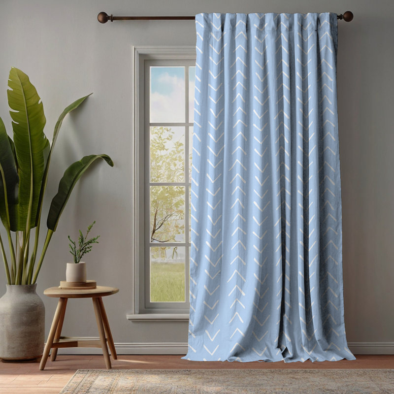 Bohemian Room Lined Single Panel Curtain, 140cm Width x 175cm Drop, Baby Blue