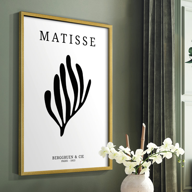 Matisse CDXIV, reproduction encadrée - bois massif, Cadre doré simple, H 10 po x l 8 po