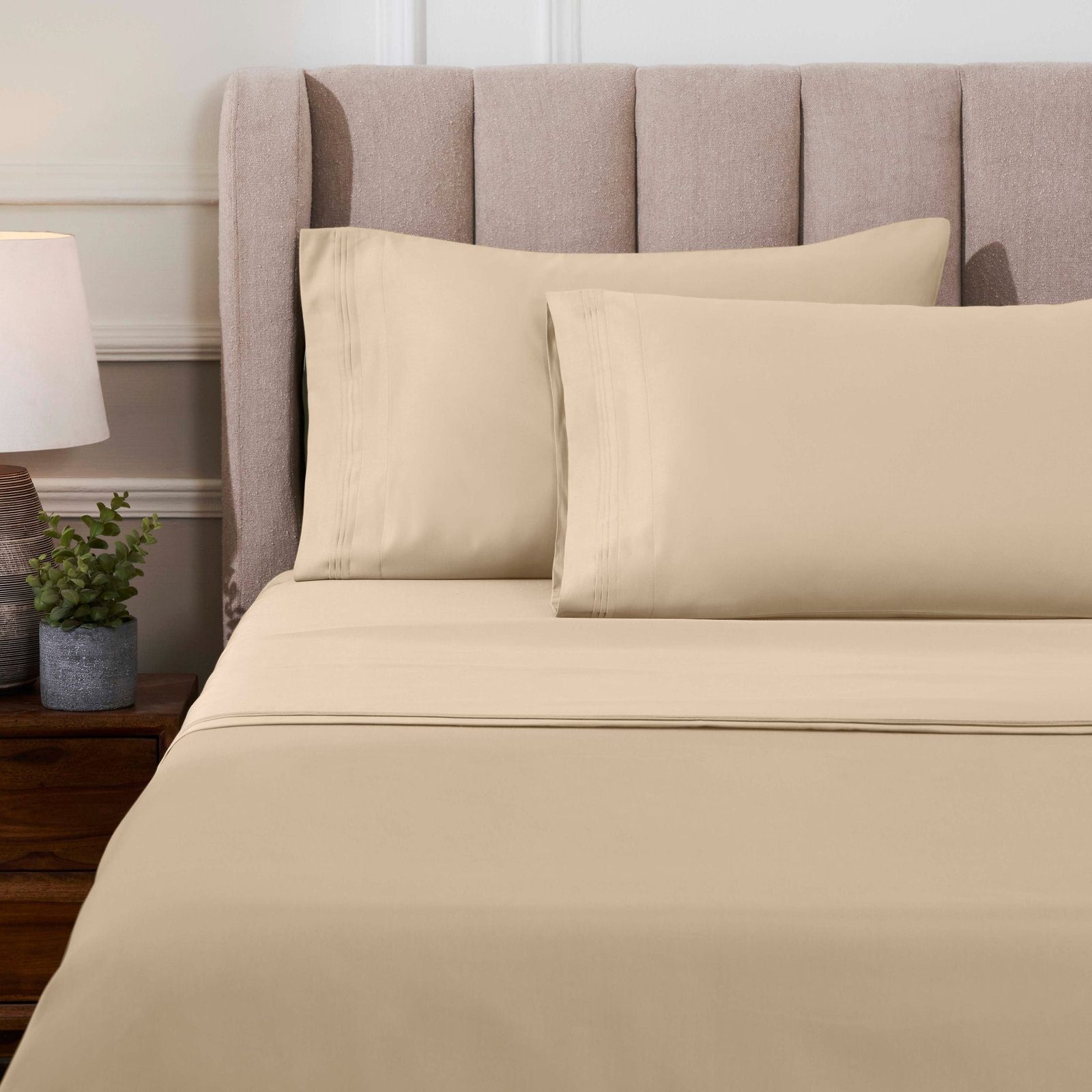 Simba Luxury 1000 Thread Count Egyptian-Quality Cotton Sateen Sheet / Pillowcase Set Collection, Tan