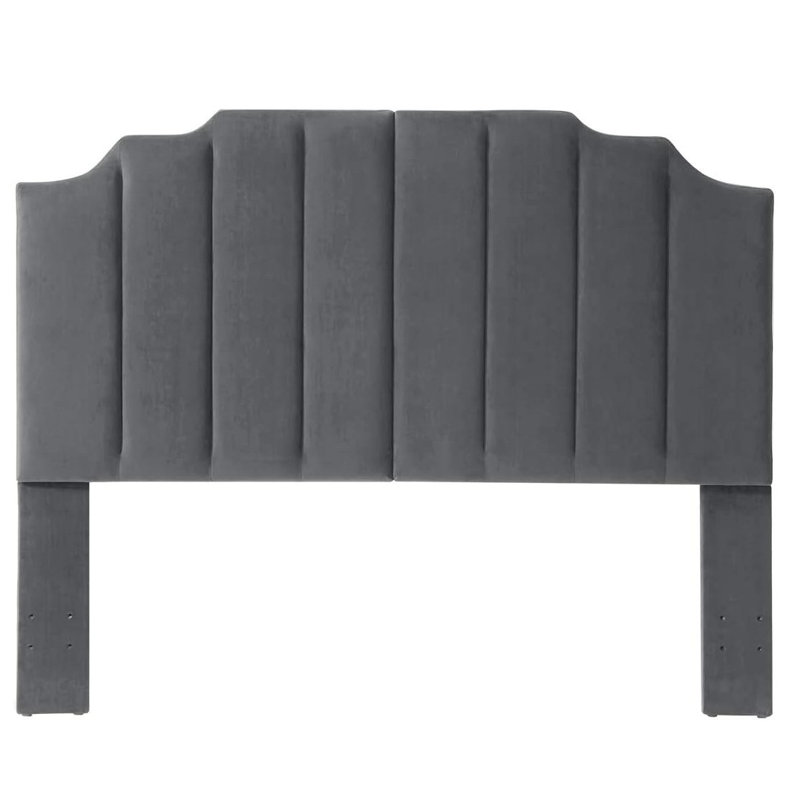 Gabbrielle Tufted Upholstered Headboard, Dark Gray, Queen