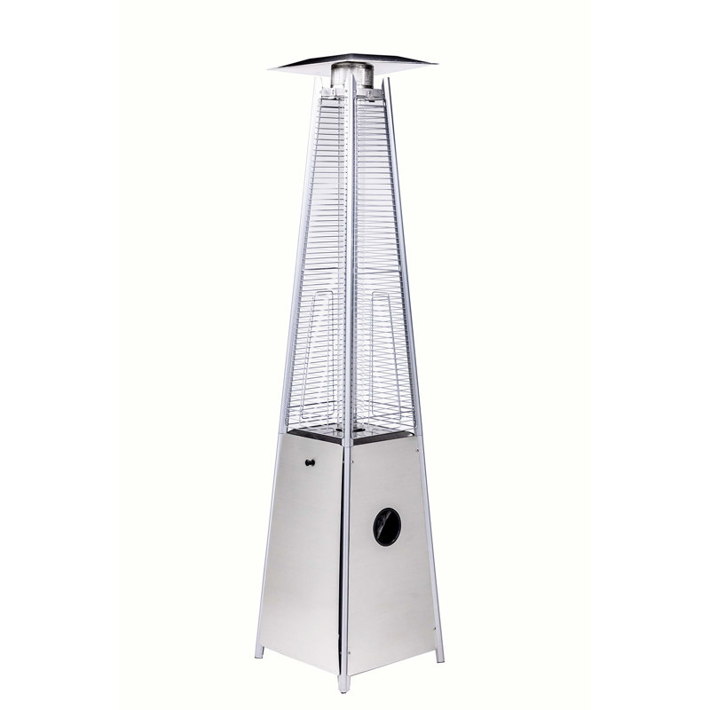 40000Btu Patio Heater With Quartz Tube, Stainless Steel Body, Visual Flame , Adjustable Control, Mobility Feature, Silver