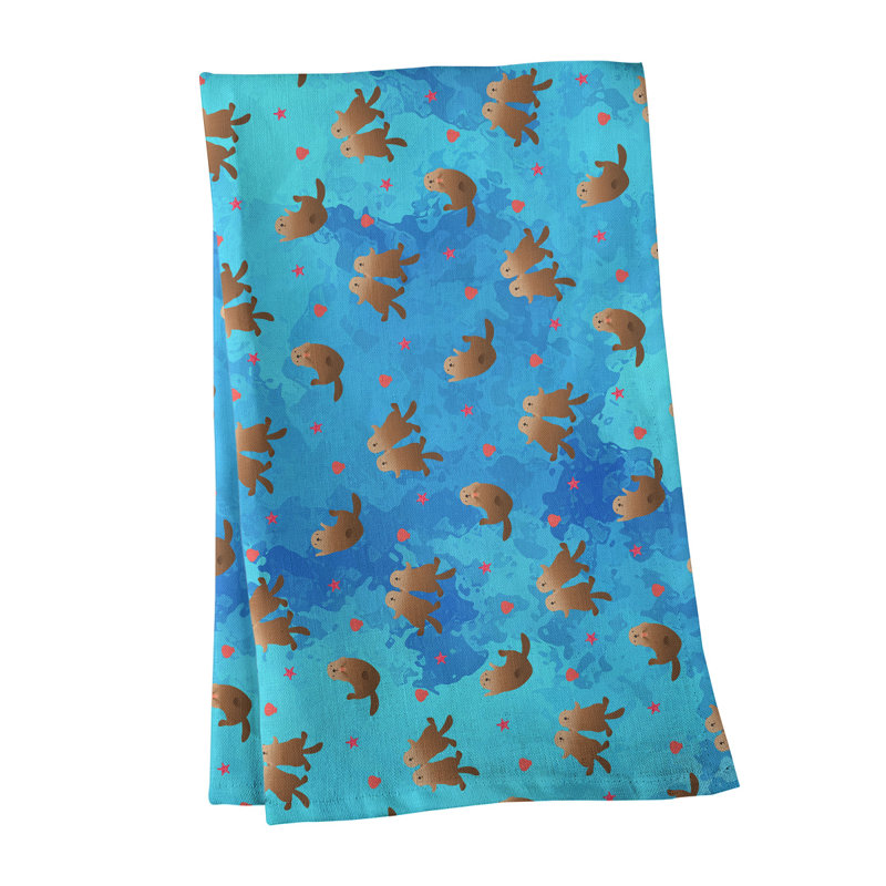 Serviette de thé à motif sea panneaux, Bleu, Polyester sergé