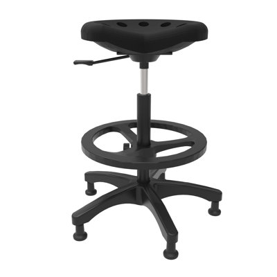 Adjustable Height Ergonomic Lab Stool with Footrest and Removable Casters/Wheels