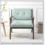 Chaise d'appoint Mid-Century moderne avec coussins moelleux, accoudoirs inclinés et structure en bois massif robuste - parfaite pour un salon confortable, une chambre à coucher ou un siège de bureau