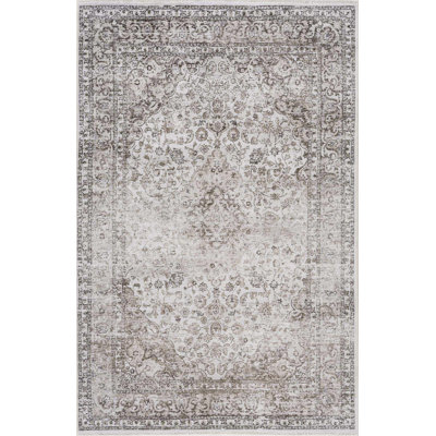 Eldon Machine Washable Oriental Brown Area Rug