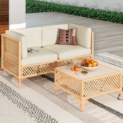 3 Piece Wicker Patio Furniture Set
