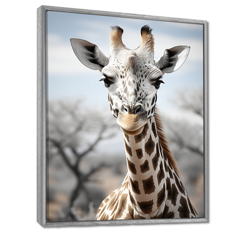 Girafes d'Aubriannah, élégance II - impression, H 32 po x l 16 po x P 1 po, Encadrement argenté