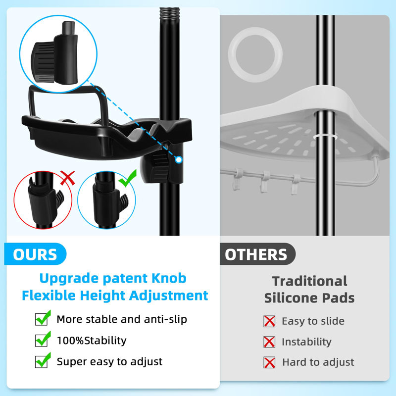 Tablette de coin 32-122 pouces avec support de tension noir