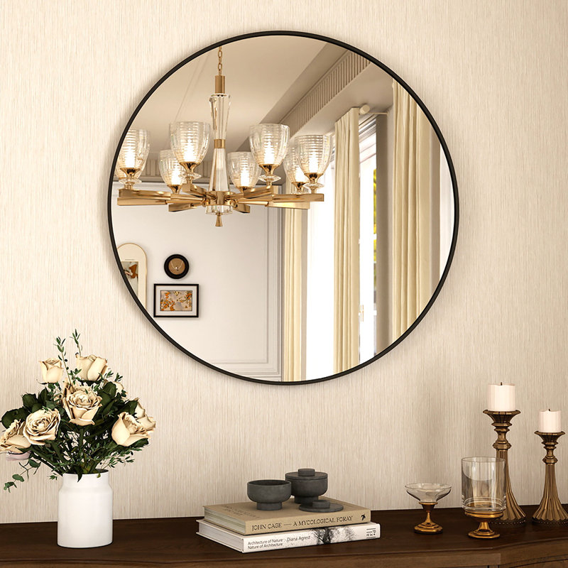Aluminium Framed Wall Mounted Mirror, 32" x 32", Black