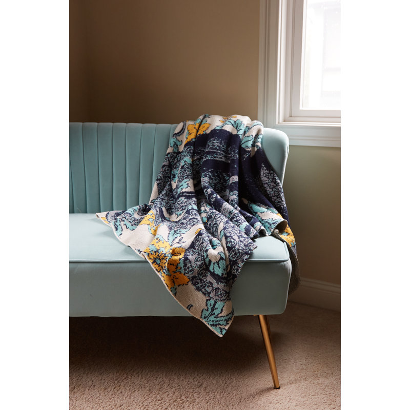 Knitted Throw Blanket, Aqua