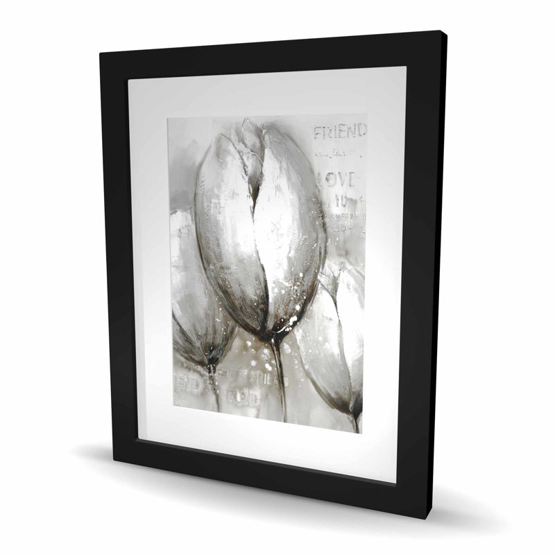 Trois tulipes blanches - impression florale encadrée pour la décoration intérieure