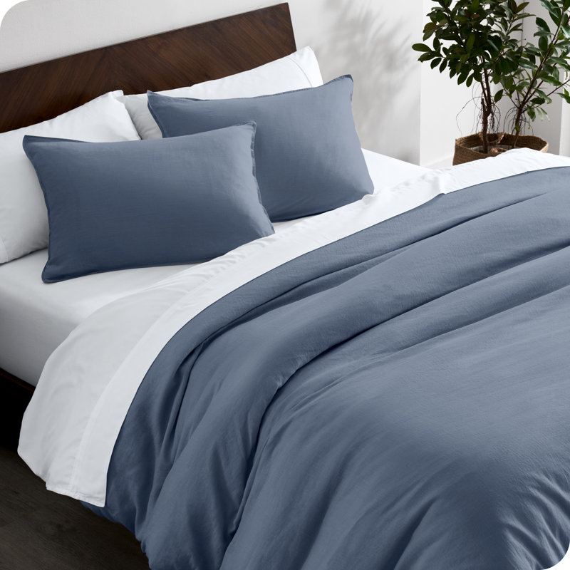 Indigo Twin/Twin XL Linen Duvet Cover Set with Pillow Sham