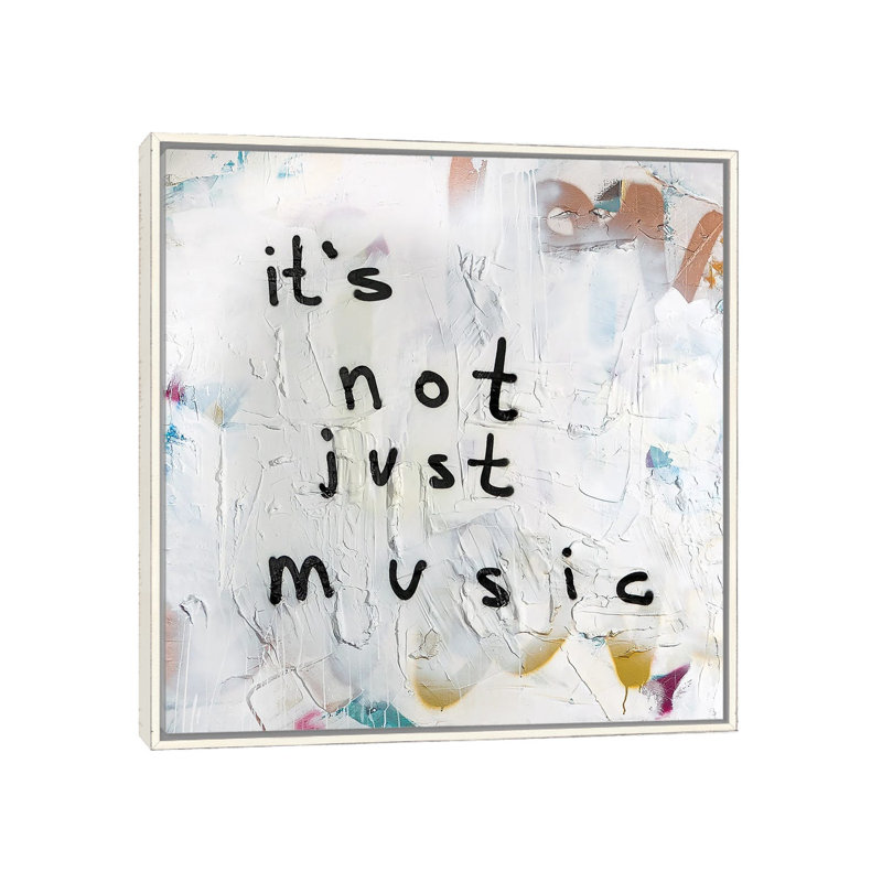 «Its Not Just Music», reproduction d'art sur toile encadrée, 37 po x 37 po, Framed Canvas, Distressed White