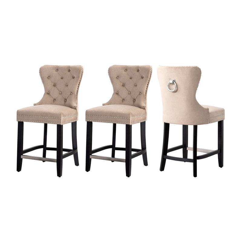 Tabouret de bar et de comptoir Kirsten, Tabouret de comptoir (siège d'une hauteur de 24 p, Taupe, Noir
