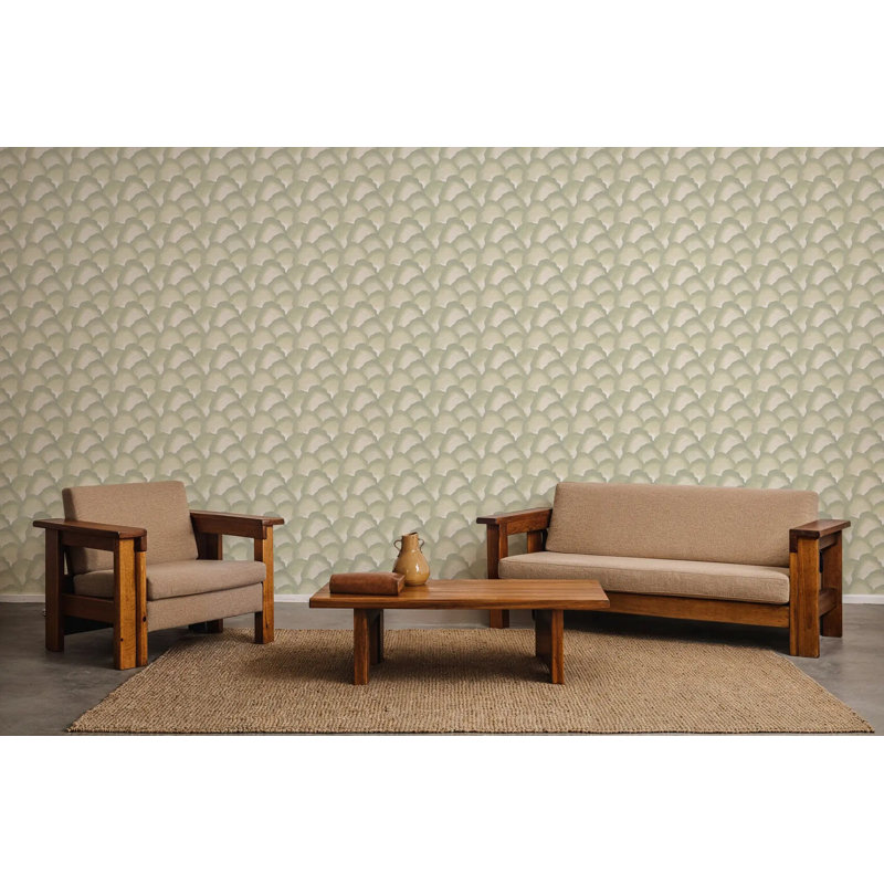 Wave Scales - Wallpaper, Pale Green, Peel & Stick, Self-Adhesive