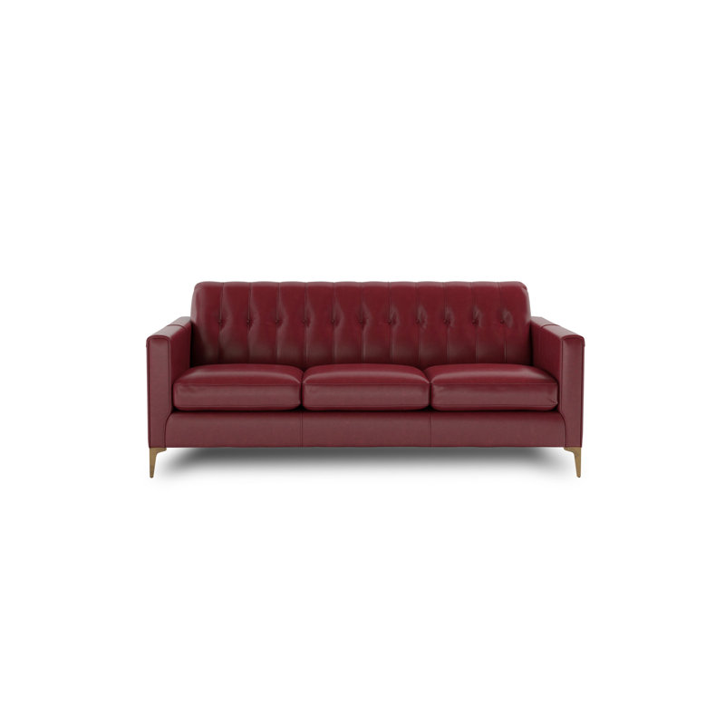 Canapé en cuir capitonné Mid-Century