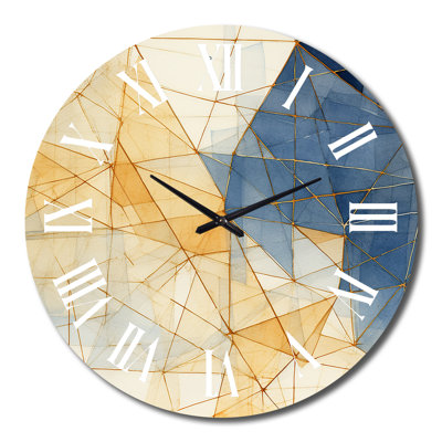 Horloge murale minimaliste bleu et or II