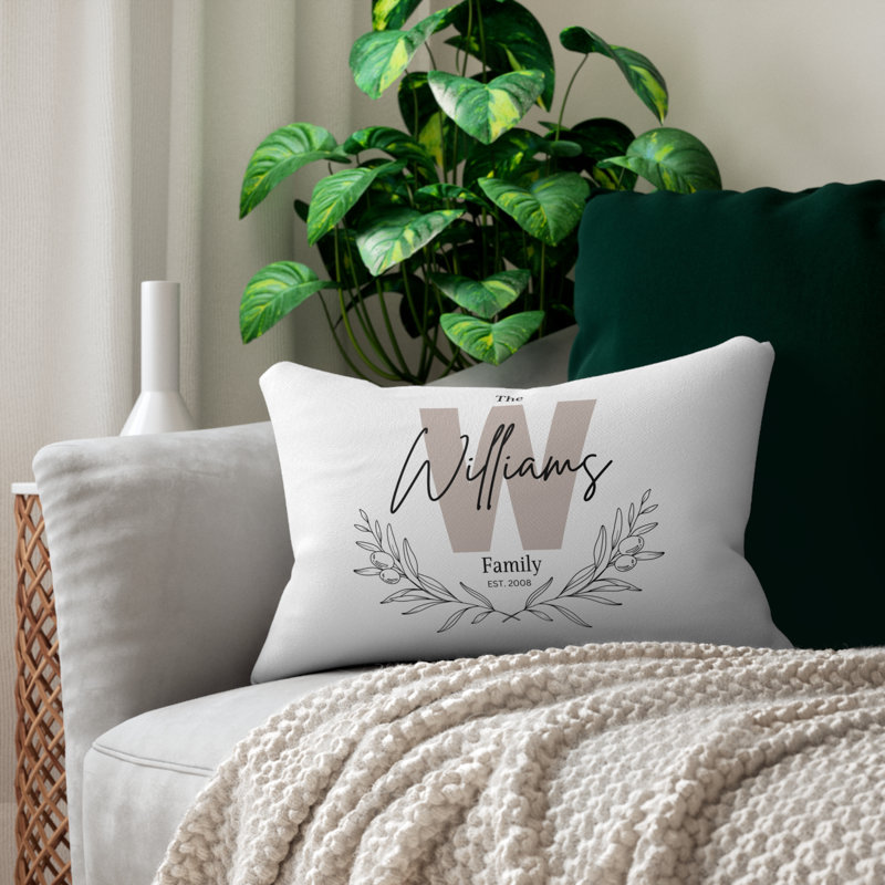 Coussin personnalisé, nom de famille, monogramme personnalisé, coussin de pendaison de crémaillère, mariage ou cadeau d'anniversaire
