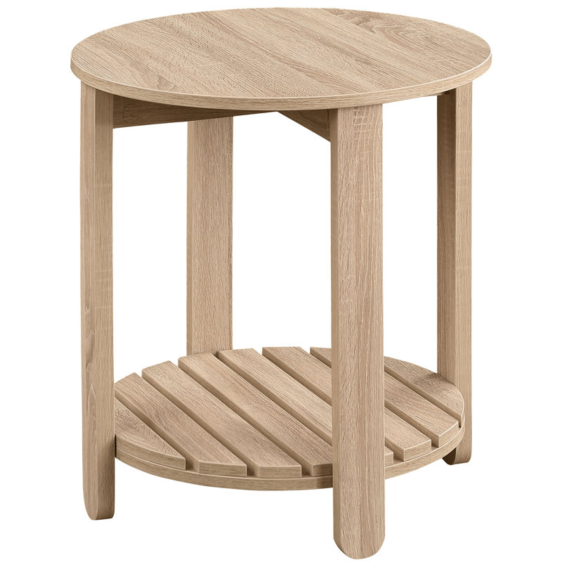 Table de bout ronde en bois d'ingénierie à 1 tablette Jerritt Naturel