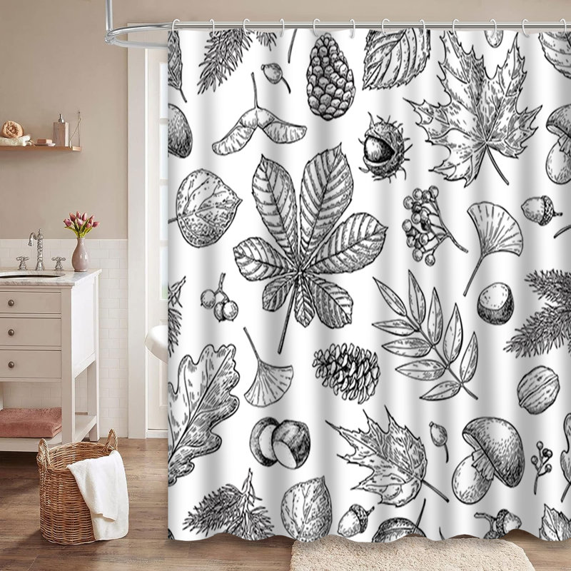 Rideau de douche avec 12 crochets Autumn Leaves, L 72 po x l 72 po