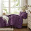 2 pièces d'édredon mauve simple / simple TG, en microfibre au design romantique, en microfibre brossée prélavée à la chaleur semblable à celle des nuages, avec motif à utiliser et attaches délicates, lavable à la machine, standard 100-126015695-126015691