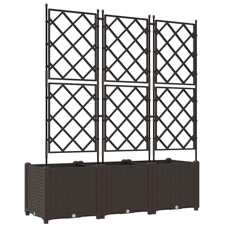 Ensemble de 3 pots à fleurs vidaXL bruns 47,24 x 15,75 x 56,30 po, H 56,3 po x l 47,2 po x P 15,7 po, Brun, 3