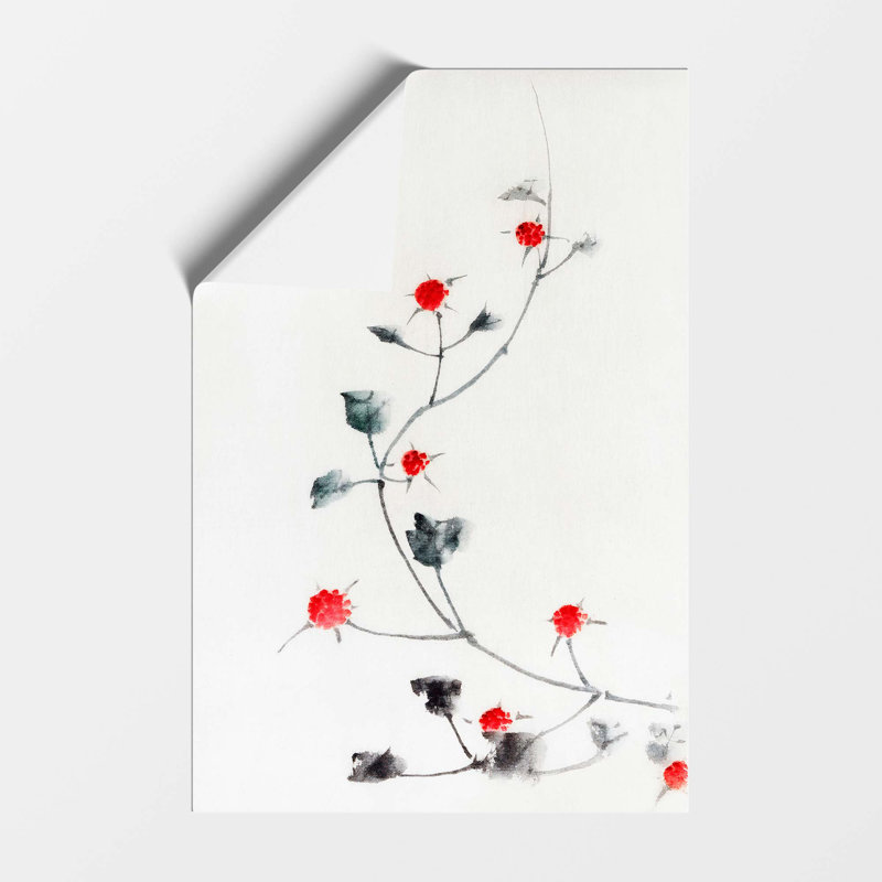 Small Red Blossoms On A Vine - No Frame Print, 42 cm H x 29.7 cm W