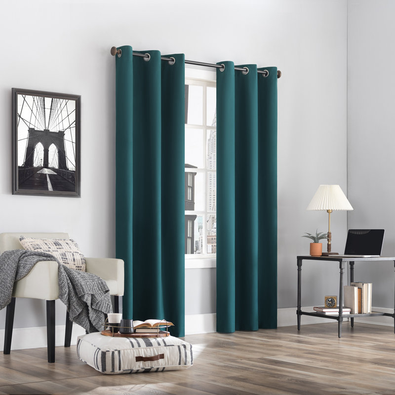 Thermal 100% Blackout Grommet Curtain Panel - Basics by Wayfair™, 40" W x 96" L, Teal