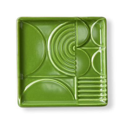 Olive Earthenware Knoll Square Trinket Dish Decorative Tray