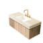 Meuble-lavabo 48 po avec comptoir en pierre frittée, lavabo en céramique, 3 trous de robinet pré-percés, quincaillerie à fermeture en douceur, plateau en chêne blanc, tiroir, portes, eau, tiroirs, résistance-133043667