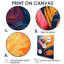 Impression sur toile orange, feuilles de palmier roses - Vibrant Dreams - palmiers et palmiers-820830763-820830741