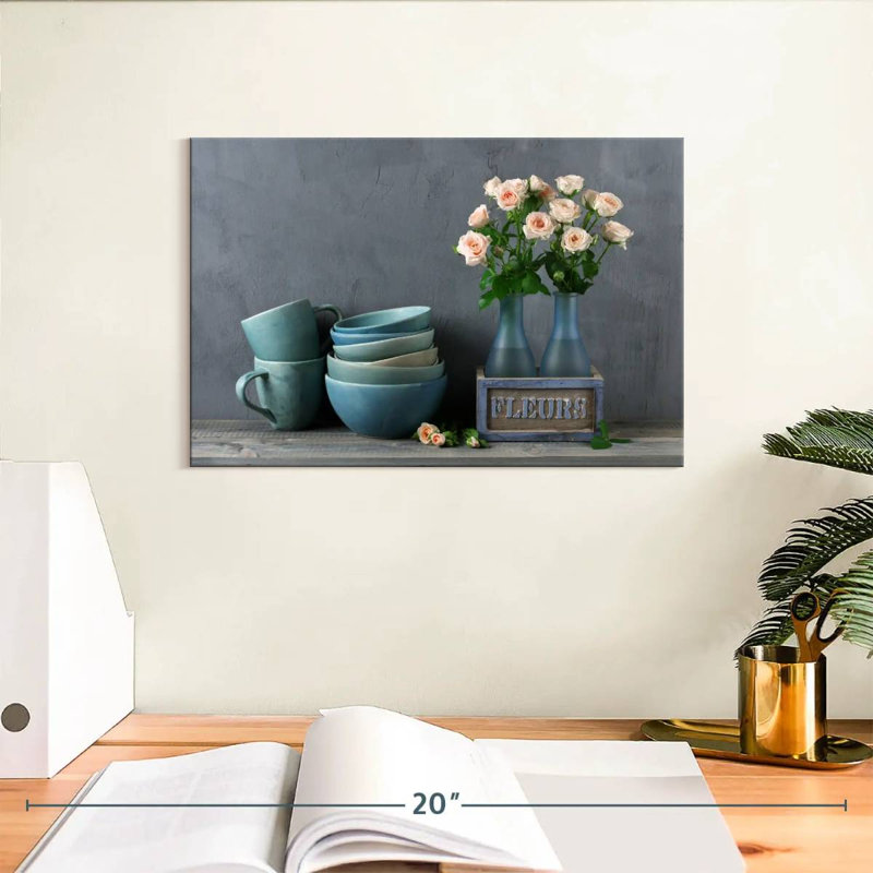 Senne Rustic Blue Ceramics, 8" H x 12" W