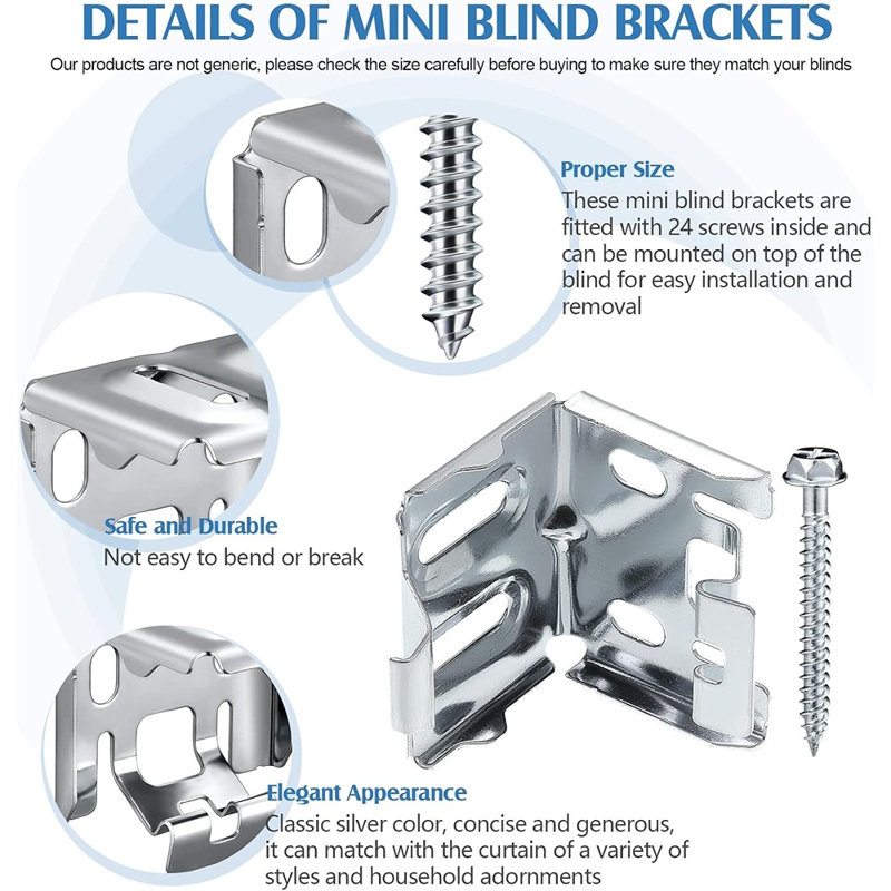 Mini supports pour stores pour fenêtre, ensemble de 6 pièces avec vis.