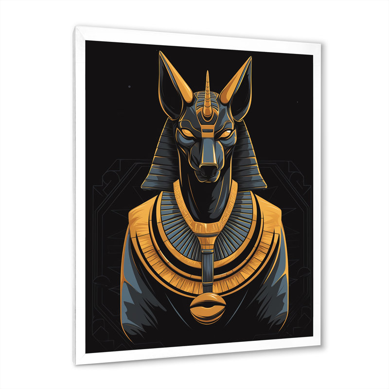 Graphique «Anubis antique Egypting Jackal God» - impression, H 20 po x l 12 po x P 1 po, Cadre simple blanc