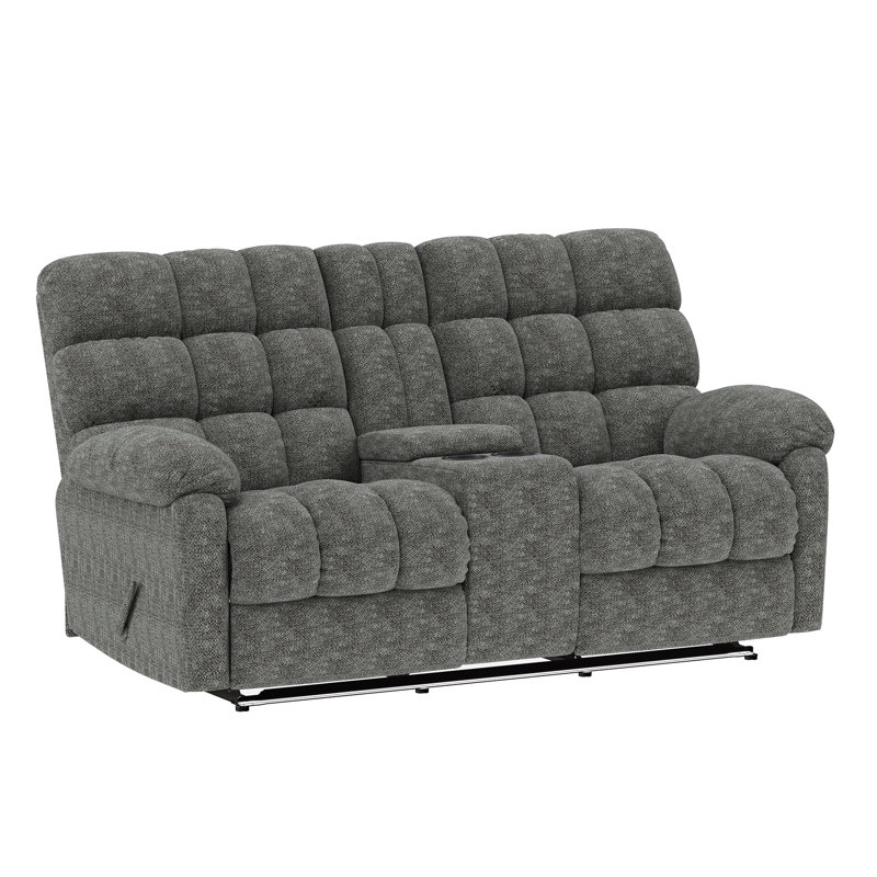 Causeuse double inclinable avec console, chenille grise, Grey
