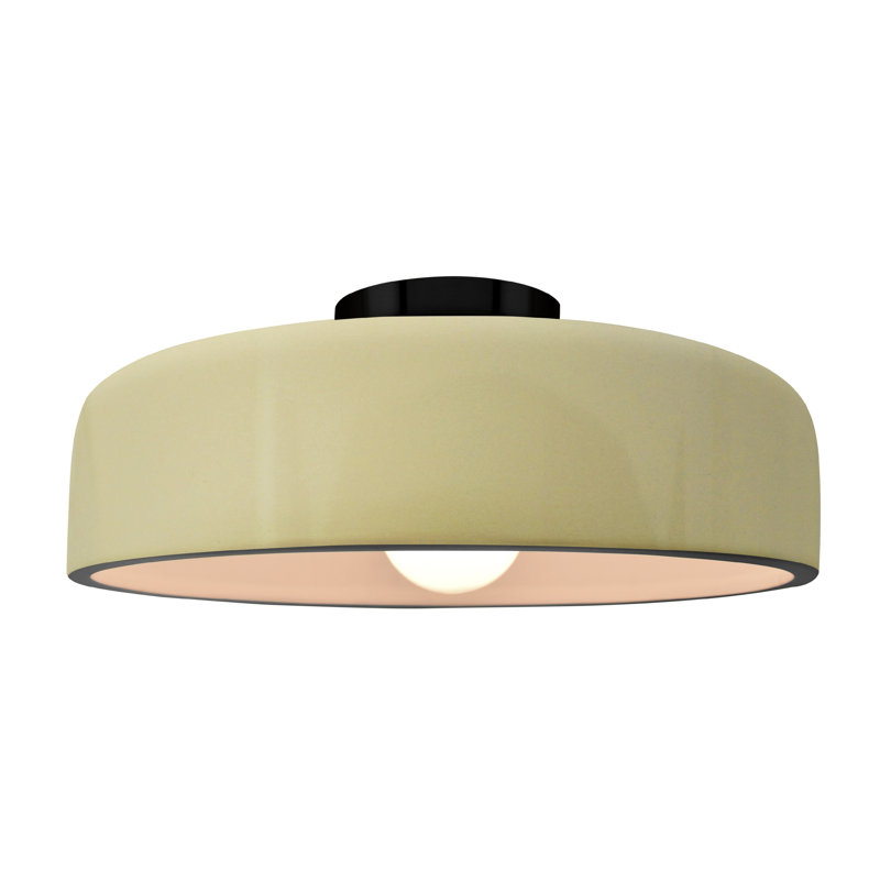 Radiance Ceramic Semi Flush Mount - Replaceable Bulb, Gloss Vanilla, Matte Black, 6.5" H x 16" W x 16" D