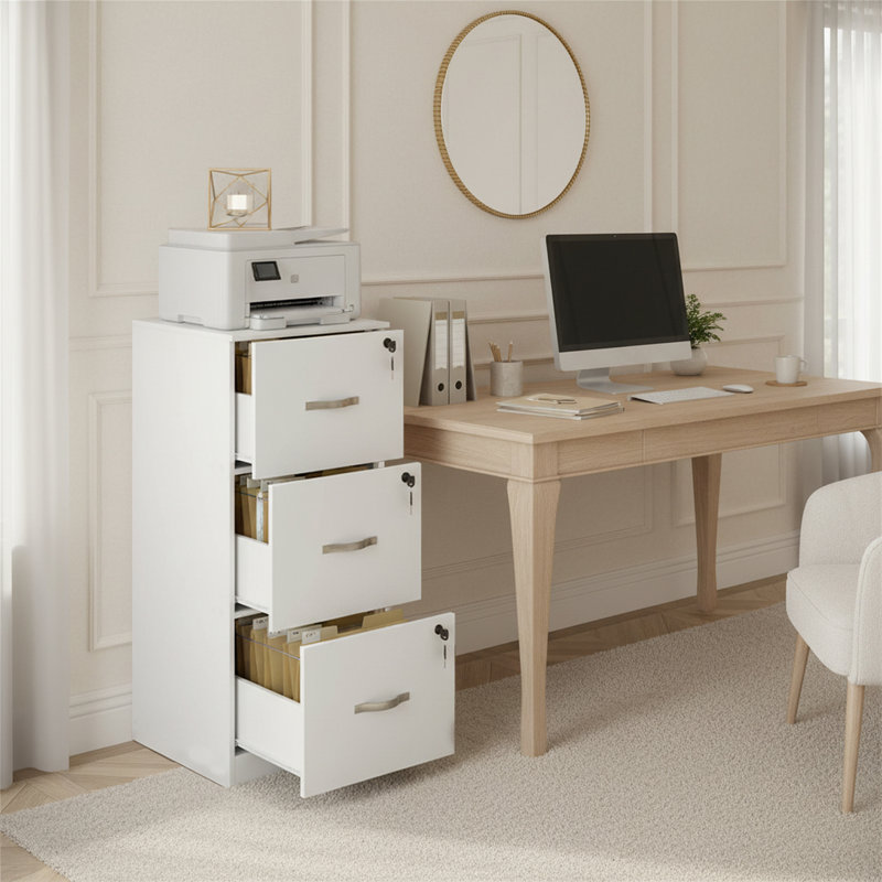 3 -Drawer File Cabinet, White