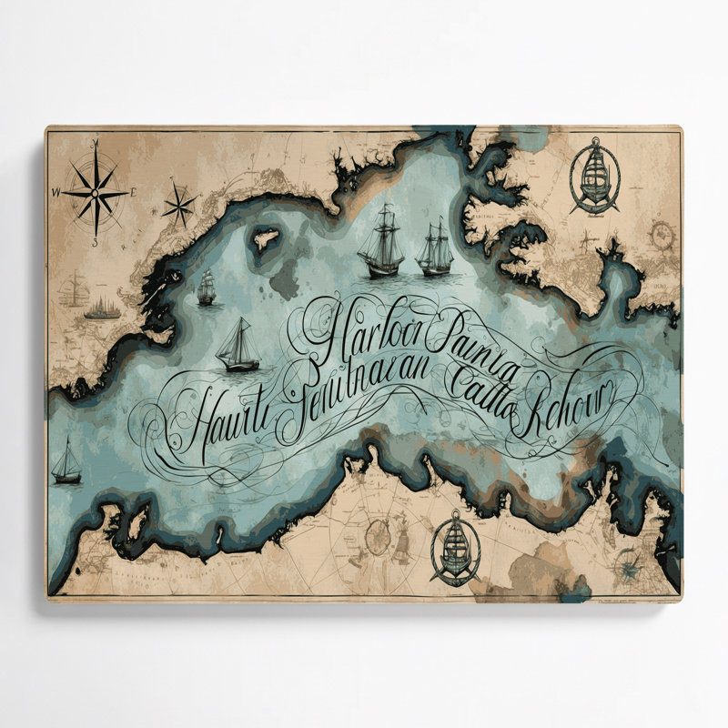 Art mural en métal nautique, noms de ports nautiques, H 12 po x l 18 po
