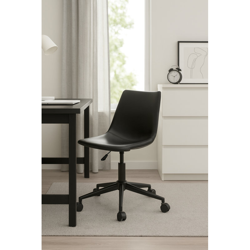 Chaise de bureau en cuir Kairo Pu, Noir