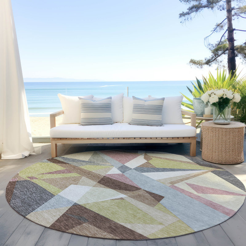 Tapis intérieur / extérieur brun Asymma, 8 pi x 8 pi