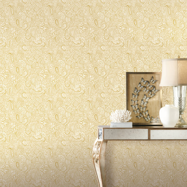 Elegance 10m x 53cm Metallic Wallpaper Roll, Gold