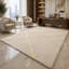 Tapis géométrique ivoire en peluche, tapis en fausse fourrure douce, décoration moderne-514559789