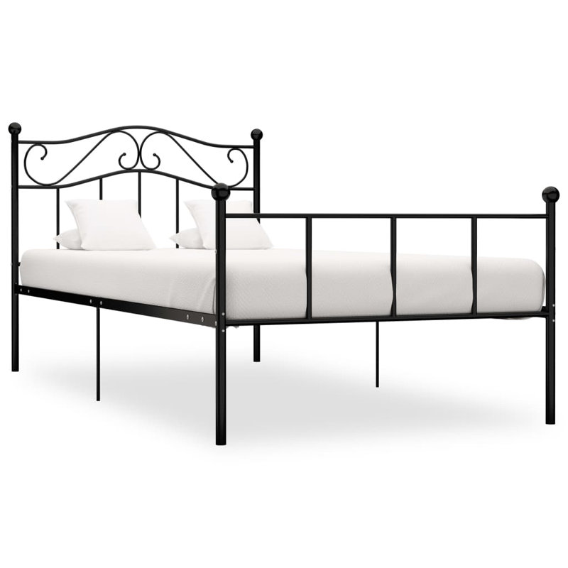 Vankirk Metal Bed, Black, European Kingsize (160 x 200cm)