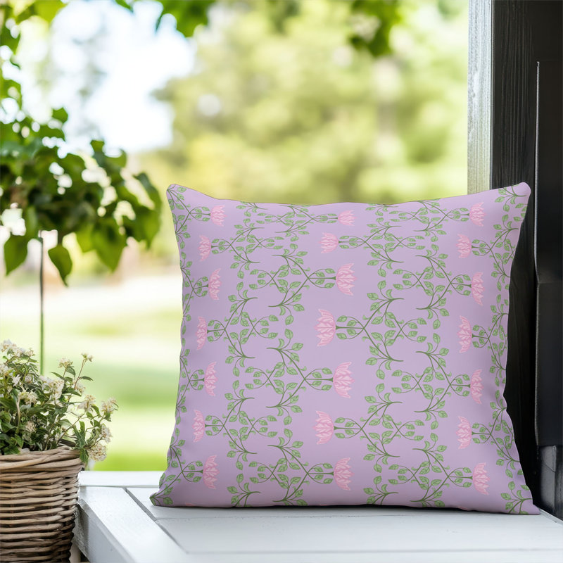 Coussin décoratif d'extérieur Anjelica, Lavande, Carré 16 po