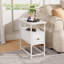 Modern Side Table With Drawer, Open Shelf, USB & Type-C Charging Ports, EU Socket, 30 × 60 × 62 cm-87014470