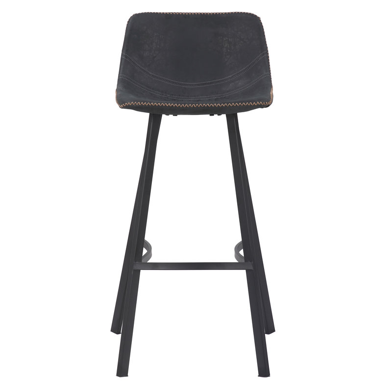 Fulcher Upholstered Counter Stool with Metal Frame, Black