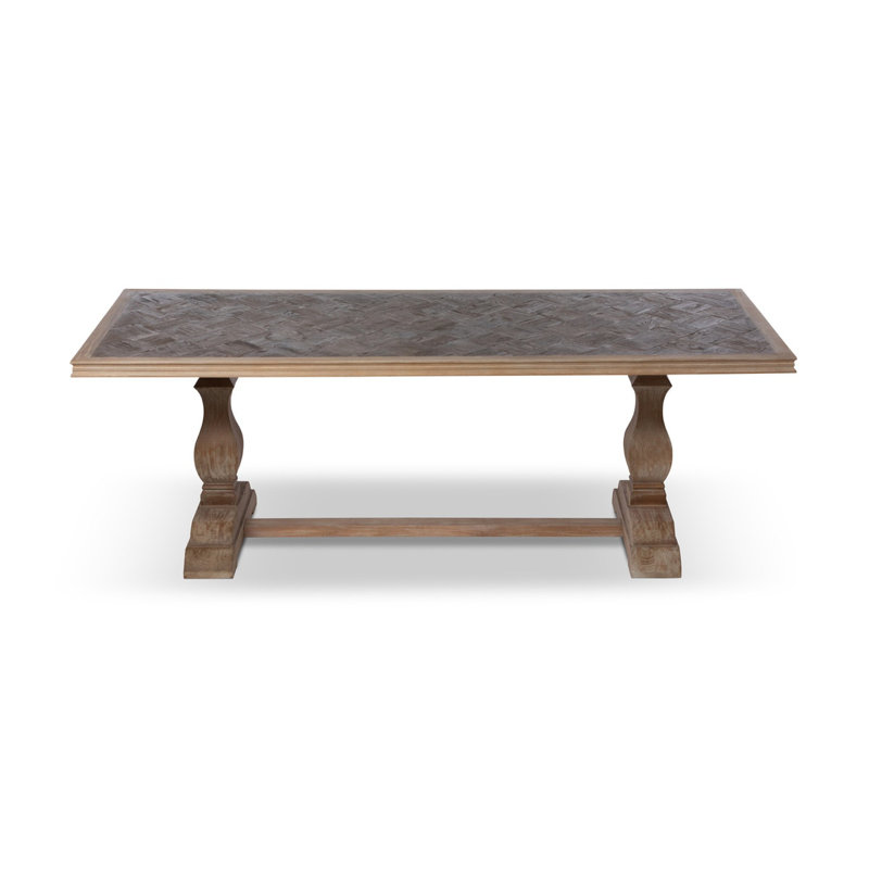 Dark Natural Reclaimed Oak and Poplar Farmhouse Dining Table